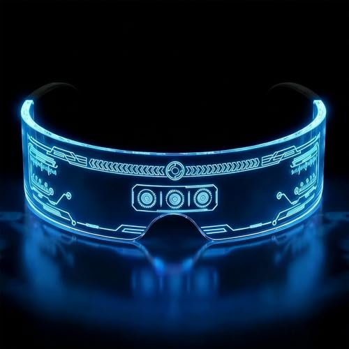 Herbst LED Brille, Leuchtbrille Party Damen Herren Coole Gadgets Cyberpunk, Futuristische Visierbrill für DJ Pult Karneval Halloween Bar Weihnachten Party