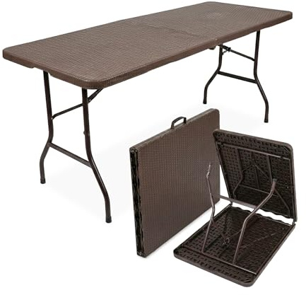 KARAT - Juego de mesa de cerveza plegable de plástico con asas, juego de mesa de cerveza, mesa de jardín, banco de cerveza (Miyako) 183 x 75 x 74 cm