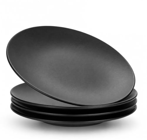 Trendecor Juego de 4 platos llanos, 20 cm, reutilizables, de melamina, para desayuno, almuerzo, café, cena, pasteles, pan, ensalada, aperitivos