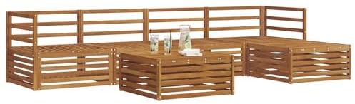 vidaXL Outdoor-Sofagarnitur 6 pcs Natur, Outdoor Sofa, modernes Gartenmöbel für Terrasse, gemütliches Sitzset, robust und stilvoll
