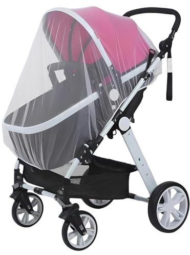 YILZAR rete antizanzare universale per passeggini, maglia fine da 1mm con copertura totale di 1,5 metri, modello robusto e pratico per neonati, colore bianco
