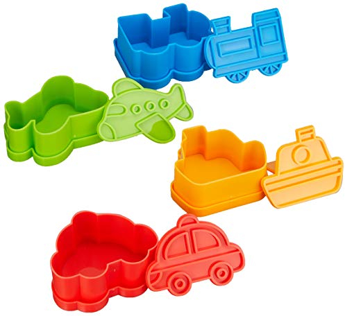 Torune Set of 4 DIY Cute Vehicle Shape Sandwich Cutter for Kids/Bread Cutter/Cookie Cutters/Rice Shaper/Sushi Mold Shaper - Car, Ship, Locomotive, Airplane