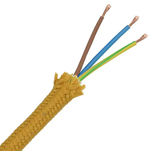 3m Baumwollkabel Gold 3x0,75mm² 3G hochwertiges Stoffkabel Textilkabel Kabel umsponnen