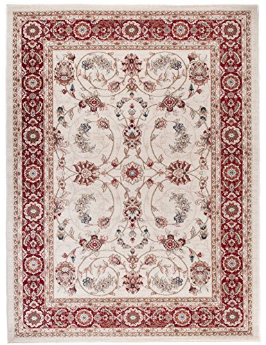Carpeto Rugs Traditioneller Klassischer Teppich für Ihre Wohnzimmer - Weinrot Beige - Perser Orientalisches Antik Ziegler Ornamente Top Qualität Pflegeleicht AYLA 160 x 220 cm Groß