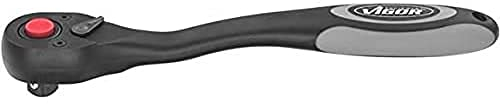 ViGOR 1/2 Zoll (12,5 mm) Ratsche 250 mm V6012, gekröpfte Ausführung mit 72 Zähnen, 5 Grad Betätigungswinkel, Kunststoffummantelung, Auslöseknopf