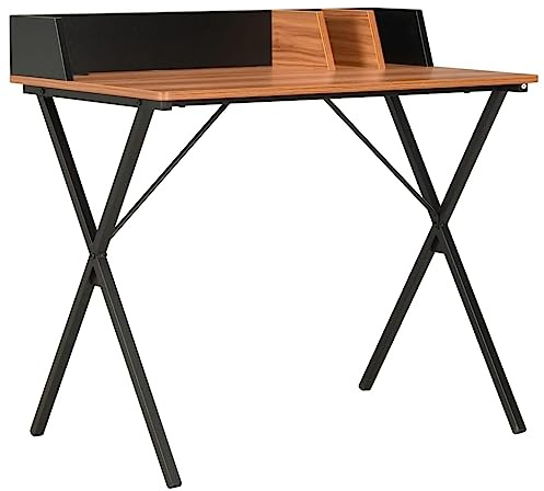 vidaXL Schreibtisch mit erhöhtem Rücken Seitenbrett kleinen Fächern Computertisch Bürotisch Arbeitstisch PC Laptoptisch Schwarz Braun 80x50x84cm
