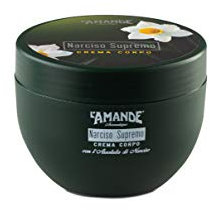 L'AMANDE - Crema Corpo Profumata con Acido Ialuronico e Vitamina E, Antiossidante Delicata ed Emolliente, Crema Corpo Idratante Pelle Secca con Burro di Cacao per Pelle Morbida, Narciso Supremo 300 ml