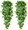 Karoro - Juego de 2 plantas artificiales colgantes de hiedra con hojas de vid falsas, para la pared de casa, el jardín, la cocina, una boda o decoración exterior, color verde intenso