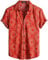 VATPAVE Herren Hawaii Hemd Männer Kurzarm Sommer Freizeithemd Casual Strand Blumen Hawaiihemd XX-Large Rot Gelb