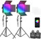 NEEWER 2 Pack 660 PRO RGB LED Video Light with App Control Tripod Stand Kit, Studio Panel Key Lighting for Gaming Streaming Zoom YouTube Webex Photography, 360° Full Color, 50W Dimmable Bi Color