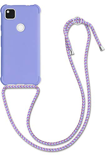 kwmobile Necklace Case kompatibel mit Google Pixel 4a Hülle - Cover mit Kordel zum Umhängen - Silikon Schutzhülle Lavendel