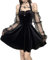 Robe gothique dos nu pour femme - Épaules dénudées - Manches longues bouffantes - Dos nu - Robe d'Halloween vintage en velours, Robe 001 boutons, S