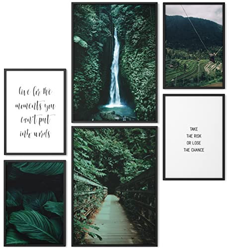 Papierschmiede® Mood Poster Set Wild Adventure, Bilder Wohnzimmer Deko Schlafzimmer, 2x 30x40 cm und 4x 21x30 cm, Natur Wald Wasserfall Grün - Wandposter ohne Rahmen