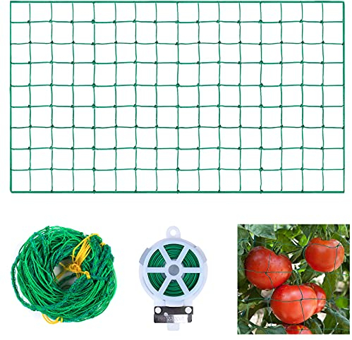 EKKONG Pflanzennetz,ranknetz,ranknetz gewächshaus, Ranknetz für Gurken, Premium Ranknetz mit großer Maschenweite,für Gurken, Tomaten und Rankhilfen für Kletterpflanzen,Maschnweite (1.8 m * 1.8 m)
