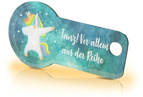 Einkaufswagenlöser Code24 Tanzendes Einhorn/Schlüsselanhänger Einkaufschip mit Schlüsselfundservice/Abziehbarer Einkaufswagenchip Metall, Chip Einkaufswagen, Key Finder / 10 Jahre Fundservice