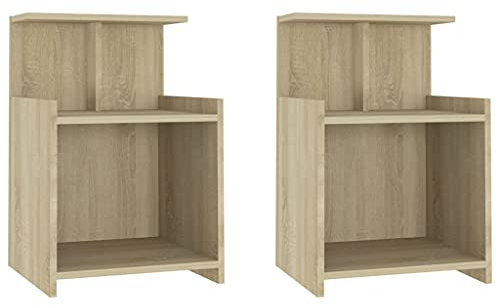 vidaXL 2X Nachttisch Nachtschrank Nachtkommode Nachtkonsole Schlafzimmer Schrank Kommode Beistelltisch Telefontisch Sonoma-Eiche 40x35x60cm Holzwerkstoff