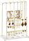 Emibele Schmuckständer, 5 Ebenen Schmuckhalter Halskette Hängende Lagerung T Stab Armband Stand Ohrringe Display Regal Metall Schmuck Baum Turm mit Harz Ringe Tablett, Marmor Weiß + Gold