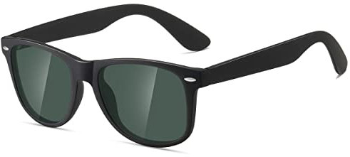kimorn Polarisierte Sonnenbrille Klassische Unisex Horn Umrandet 80's Retro Eyewear AE0300 (Schwarz&Grün, 52)