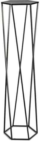 HowHomely Schwarz Blumenständer Metall 100 cm Hoch - Solider Blumenhocker in Sechseckiger Form - Pflanzenständer im Loft-Stil für die Innendekoration