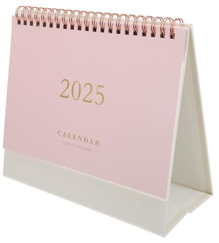 Tischkalender 2024-2025, Stehender Flip-Desktop-Kalender von Juli 2024 bis Dezember 2025, 7,5 x 6,4, Stehtischkalender mit Doppeldrahtbindung, Rosa