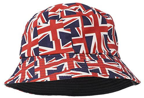 SOIMISS British Flag Bucket Hut Union Jack Fischerhut Unisex Doppelseite Sommer UV Sonnenhut Reversible Strand Sonnenkappe Hut für Outdoor- Reise 56-58 cm