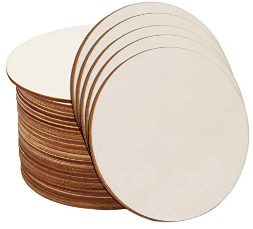 Holzscheiben, Runde Holzscheibe, für Dekoration, Untersetzer, Handwerke, Bemalen, DIY (Kreisförmig, 10CM-50PACK)
