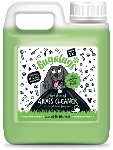 BUGALUGS Artificial Grass Cleaner - Dog Safe, Pet Disinfectant & Lawn Deodoriser - Puppy Urine Cleaner & Odour Eliminator - 1L Super Concentrate - Made in UK Cruelty Free (Fresh Cut Grass 1L)