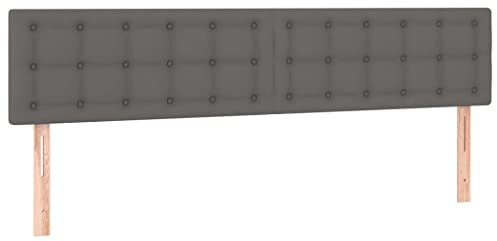 vidaXL LED Kopfteil Grau 180x5x78/88 cm Kunstleder