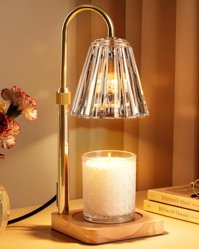 Marycele Candle Warmer Lamp with Timer & Dimmer - Mothers Day Gifts for Women Mom Her, Aesthetic Office Home Decor, Adjustable Height Wax Melter for Candle Jar & 3-Wick Candles (2 Bulbs Included)