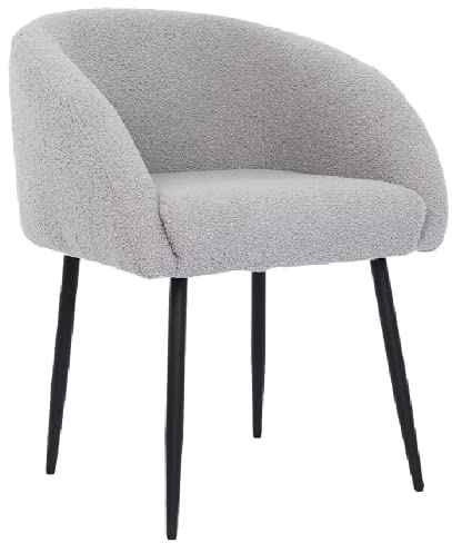 Mingone Sessel Lounge Loungesessel für Wohnzimmer Lammwolle Polsterstuhl Stuhl mit Armlehnen Cocktailsessel Modern Schwarz Metallbeinen für Schlafzimmer Last bis 120 kg, Hellgrau