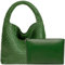 JINMANXUE Damen-Handtasche aus veganem Leder, handgewebt, modische Schultertasche, Top-Griff, Unterarmtasche mit Geldbörse, Palmengrün