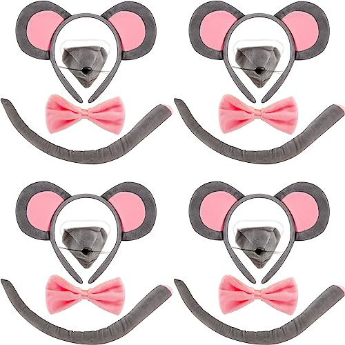 SGBETTER 16 Pieces Mouse Costume Set Mouse Ears Headband Nose Tail Bow Tie Mouse Costume Accessories for Kids Halloween Birthday Christmas Cosplay Dress Up Party