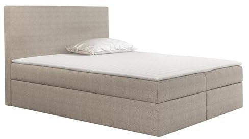 Mirjan24 Boxspringbett Home mit 2 Bettkasten, Taschenfederkernmatratze, Topper, 5 Größen, Farbauswahl, Ehebett, Doppelbett, Amerikanisches Bett, Continentalbett (Muna 02, 120 x 200 cm)