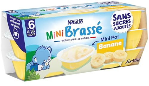 Nestlé Bébé - P'tit brassé mini Banane sans sucres ajoutés - dès 4/6 mois - 6 x 50g