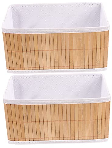 UPKOCH 2 Pièces Panier De Rangement En Bambou Paniers Pliables Paniers De Rangement Pour La Maison Corbeille De Fruits Bacs Organisateur De Garde-Manger Paniers De Rangement En Bambou