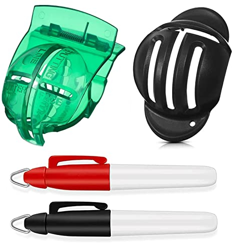 AINTY Golfballmarker, 2 Stück Golf-Ausrichtungswerkzeuge und 2 Stück Markierstifte, ausgezeichnetes Golfzubehör und Golfgeschenke für Golfer (2 Golfballeinlagen und 2 Marker)