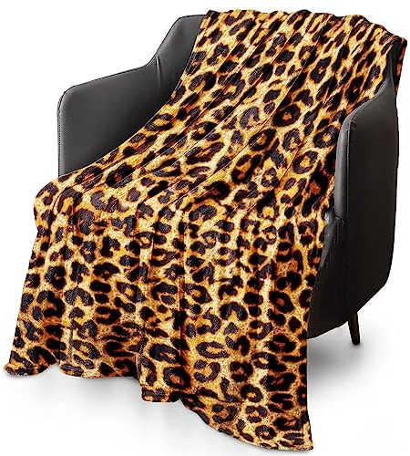UOOYAA Kuscheldecke Flauschig Leoparden Decke mit Leopardenmuster, Flanelldecke Fleecedecke Leopard Muster Weich Sofadecke Wohndecke Couchdecke für Home Couch Bett Sofa Decor