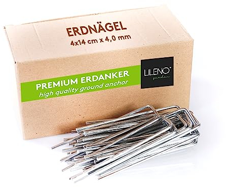 LILENO HOME Lot de 10 piquets pour tissu anti-mauvaises herbes, 14 x 4 cm, Idéal pour le jardin, la tente ou comme ancrage au sol, Ancrage au sol de jardin pour bâche anti-mauvaises herbes, piquets