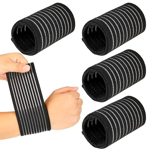 Mozeat Lens 4 Stück Handgelenkbandage Elastische Handgelenkstütze Unterstützung Atmungsaktiv Handbandage Kompressionsunterstützung mit Elastischen Handgelenk Bandagen für Sport Tennis Männer Frauen