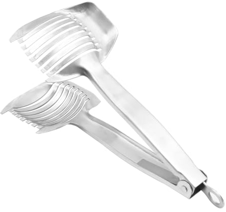ZONADAH Tomato Lemon Slicer Holder Cherry Slicer Potato Shreader Cutter Guide Tongs with Handle Vegetable Slicing Tools Handheld Household Kitchen Accessory