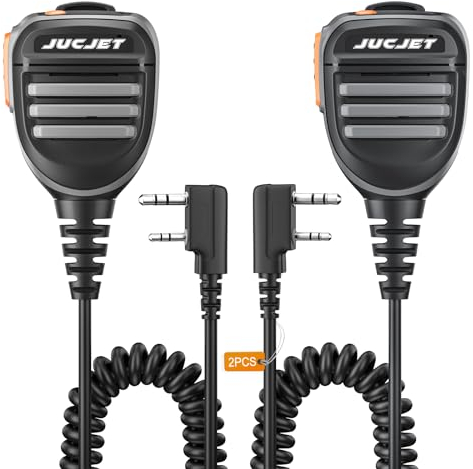 JUCJET Microfono per altoparlante da spalla per walkie talkie con jack da 3,5 mm per cuffie BF-888s UV-5R UV-82 UV-S9 BF-F8HP UV-10R UV-11R BF-H6 GT-3 GM-15PRO(2 pezzi)