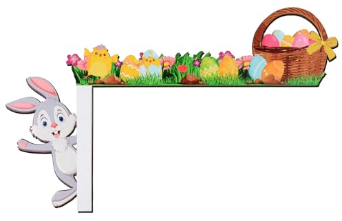 GEBETTER Türrahmen Ostersdeko mit Klebeband Ostern Osterhase Osterküken Osterei Creative Türecke Dekoration aus Holz Geschenke Türdeko für Wände Türen und Fenster Ostersecktürrahmen Deko