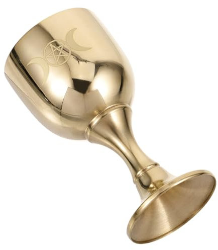 Zerodeko Décor D'or Saint Graal De La Triple Lune Calice Coupe De Communion Gobelet à Vin En Cuivre Tasses De Culte Tasses Deau Bénite Coupe Dautel Gobelet Chrétien Laiton Ornements