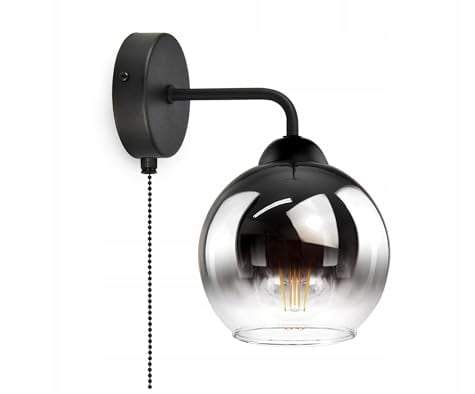 FKL DESIGN Home Deco Wandleuchte Wandlampe Leuchte mit Schalter Kugel Schwarz Kupfer Transparent 840