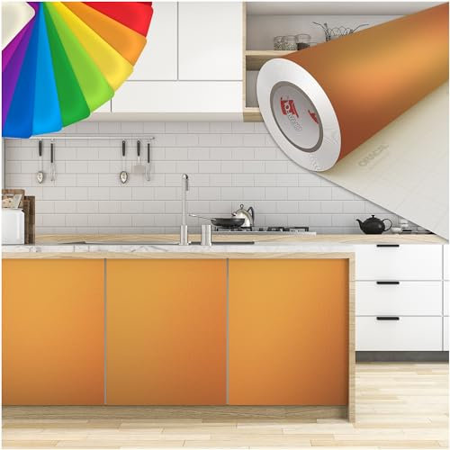 PRINT.GG Klebefolie Möbel - Möbelfolie in vielen Größen - Selbstklebende Folie in vielen Farben - Klebefolie Schwarz Matt für verschiedene Möbeltypen, 100 x 300 cm, Kupfer Matt