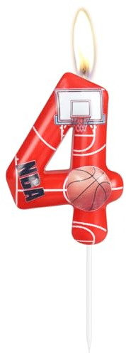 Yiran NBA Number 4 Candle, Basketball Cake Toppers, Birthday Party Supplies