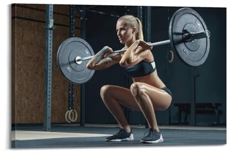 BPQN Poster für Damen, Barbell Squat, Fitness, Training, dekoratives Gemälde, Leinwand, Kunstbild, 40 x 60 cm