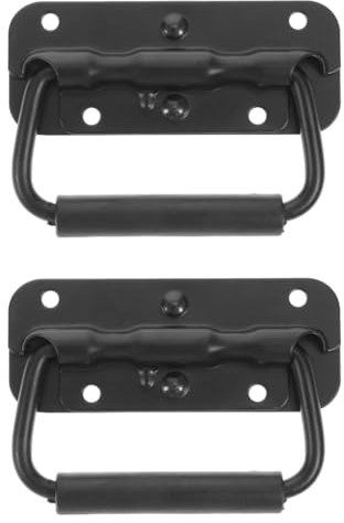 ORTAVA 2 Stück Klappgriff, Gefedert Kistengriff Kaltgewalzter Edelstahl, Hardware Boxen Bügelgriff, Koffergriff, Tragegriff Schwarz für Toolbox Tür (100mm)