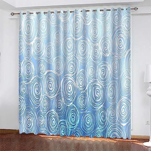 Verdunklungsvorhänge Kinderzimmer Weißer Handgezeichneter Kreis 2 Stück Vorhang Blickdicht Ösenschal Kindergardinen Junge Verdunklungsgardine Größe: