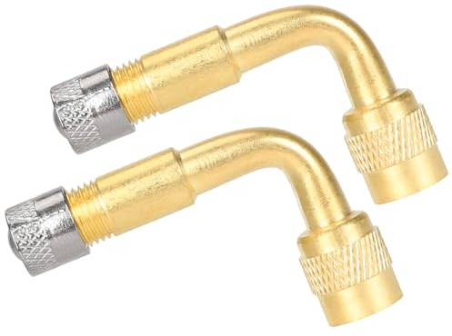 Visxcnu 2 Stück Winkelventil Aufsatzventil Messing Air Tire Ventilverlaengerung Eckventil Ventiladapter Winkeladapter Fuer Fahrrad Motorrad Scooter Roller Ersatz(90 Grad)